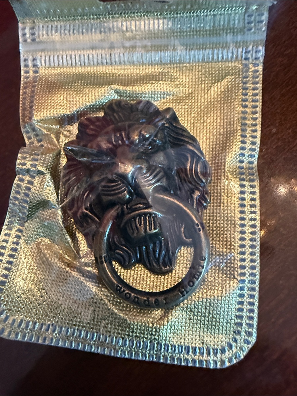 Men's Lion Head Door Knocker Style phone holder- antique gold